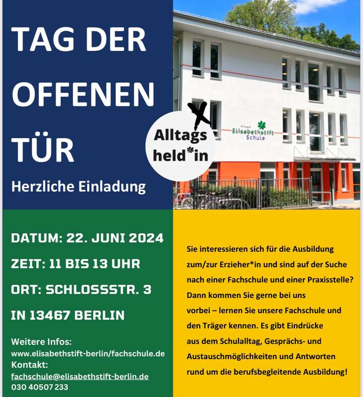 22.06.2024: Tag der offenen Tür der Fachschule für Sozialpädagogik () | Elisabethstift Berlin